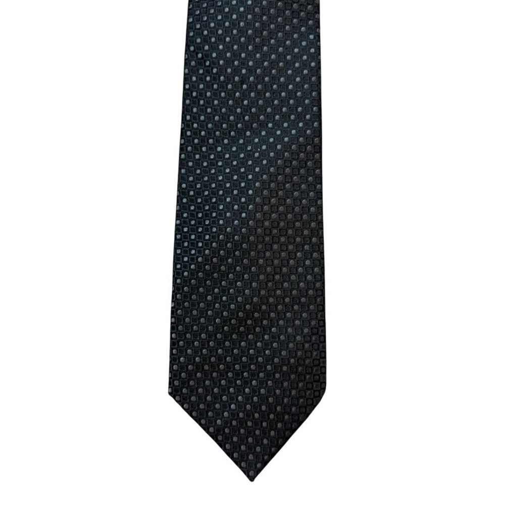 Covington Mens Silk Necktie Black Geometric Dot Pattern Formal Business Tie